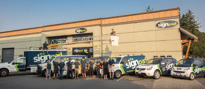 The Sign Pad production facility and fleet in Victoria BC